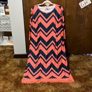 Dainty Jewell’s - coral & navy blue dress - 3X